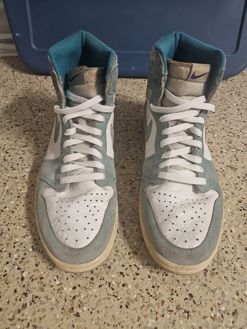 Nike Air Jordan 1 OG High-Top Sneakers in Teal and White